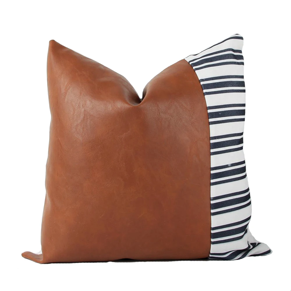 Faux Leather and Cotton Decorative Throw Pillow Covers , Modern Home Decor Accent Square Bedroom Living Room Cushion Cases Faux Leather and Cotton Decorative Throw Pillow Covers , Modern Home Decor Accent Square Bedroom Living Room Cushion Cases