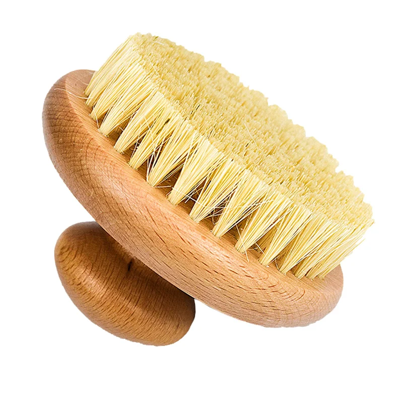 Round Bath Shower Body Exfoliating Brush Natural Sisal Bristles Beech Wood Handle Dead Skin Remover Back Scrubber Massage Tool