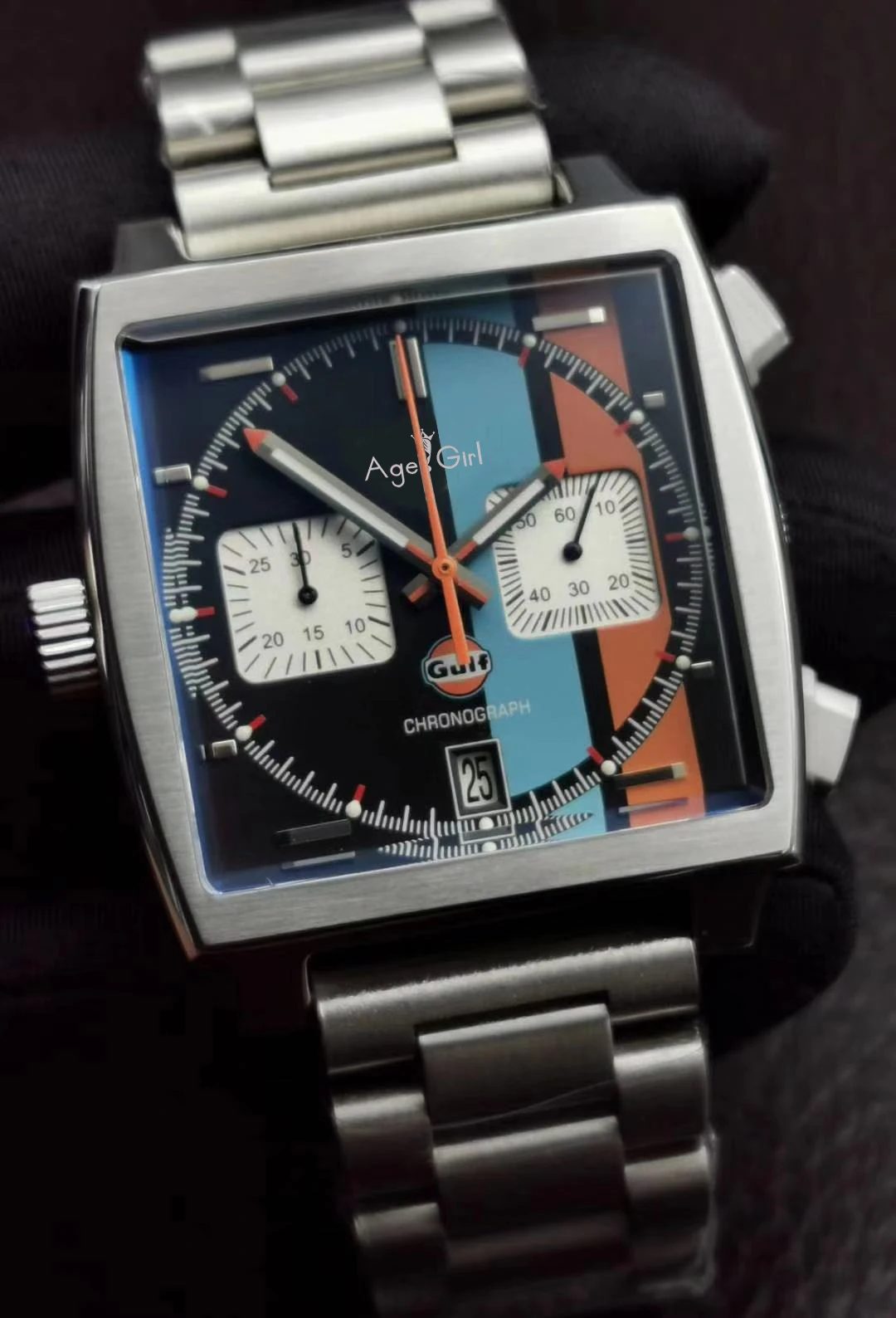 

Luxury Brand New Men Silver Black Blue White Stainless Steel Chronograph Blue Gulf Racing Sapphire Special Edition Watch AAA+