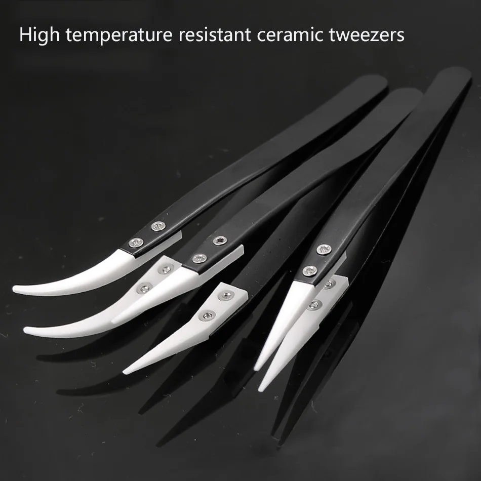 Ceramic Tweezers Head Anti-Static High-Temperature Anti-Corrosion Acid Alkali Resistant Insulated Service Gripper Tool