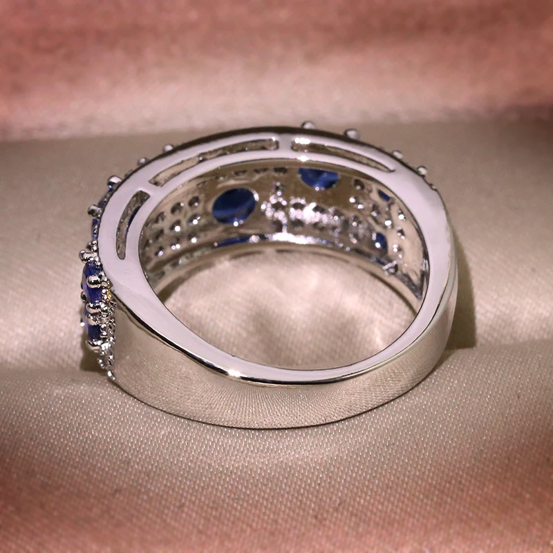 Новейшее кольцо с голубым Цирконом для Женщин Великолепное синее Nano CZ Кольцо Настоящее кольцо с голубым Цирконом Ювелирные Изделия