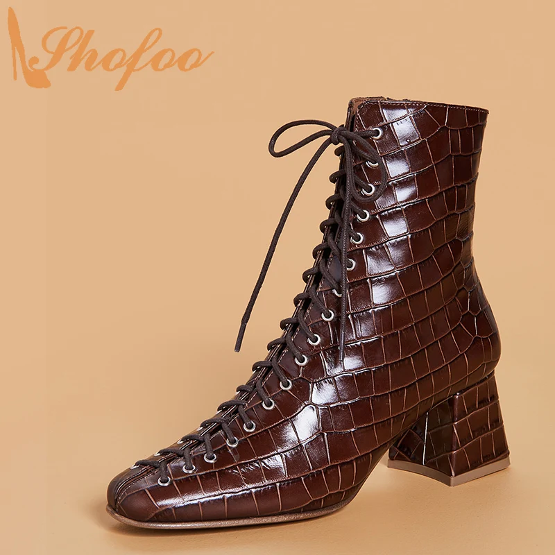 crocodile lace up boots