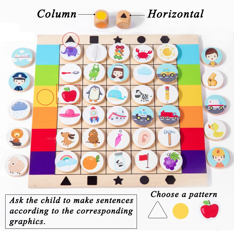 Character Graphics Pairing Storytelling Wooden Board Game Alphanumeric Color Cognition Storytelling Early Education Children Toy 2