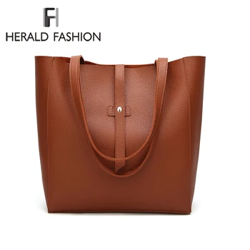 

Herald Fashion Women Handbag Quality Leather Female Shoulder Bag Causal Tote Bag Large Capacity Ladies's Travel Shopping Bag Sac