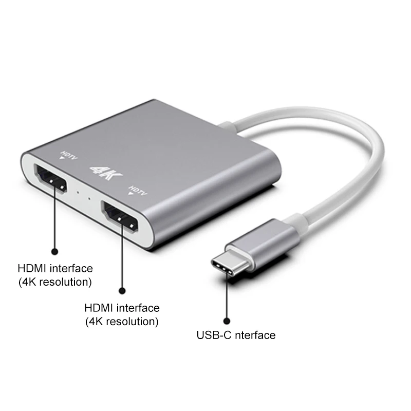 Преобразователь адаптера типа C в HDMI 4K 1 вход 2 выхода HD tv HDMI сплит-экран видео кабель для Mac Air Pro huawei Mate10 samsung S8