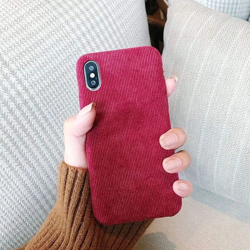 

Winter warm corduroy mobile phone case for iPhone 6 6s plus 7 8 plus Apple X XS XR MAX case protective cover candy color shell