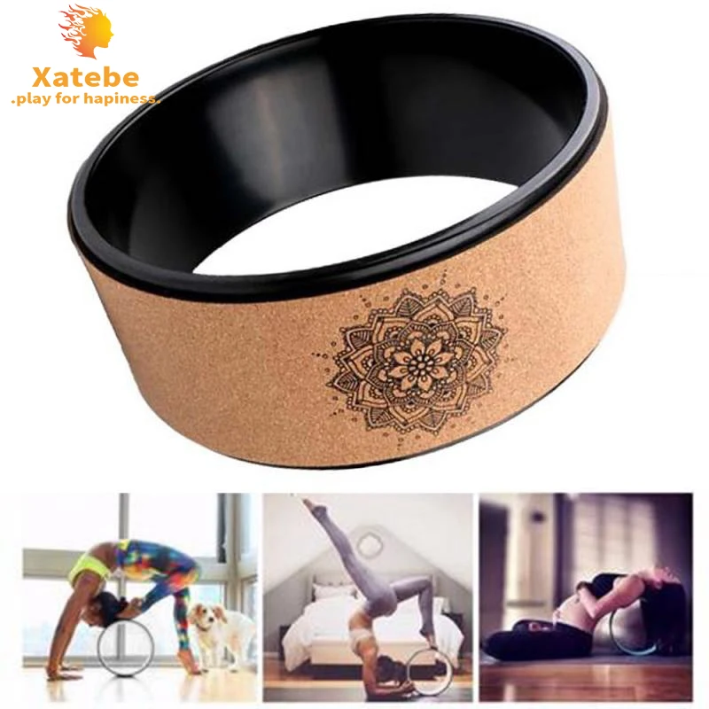 

Natural cork Yoga Wheel Pilates with Buddha Lotus Professional TPE Yoga Circles Gym Workout Back Training Tool lose weight