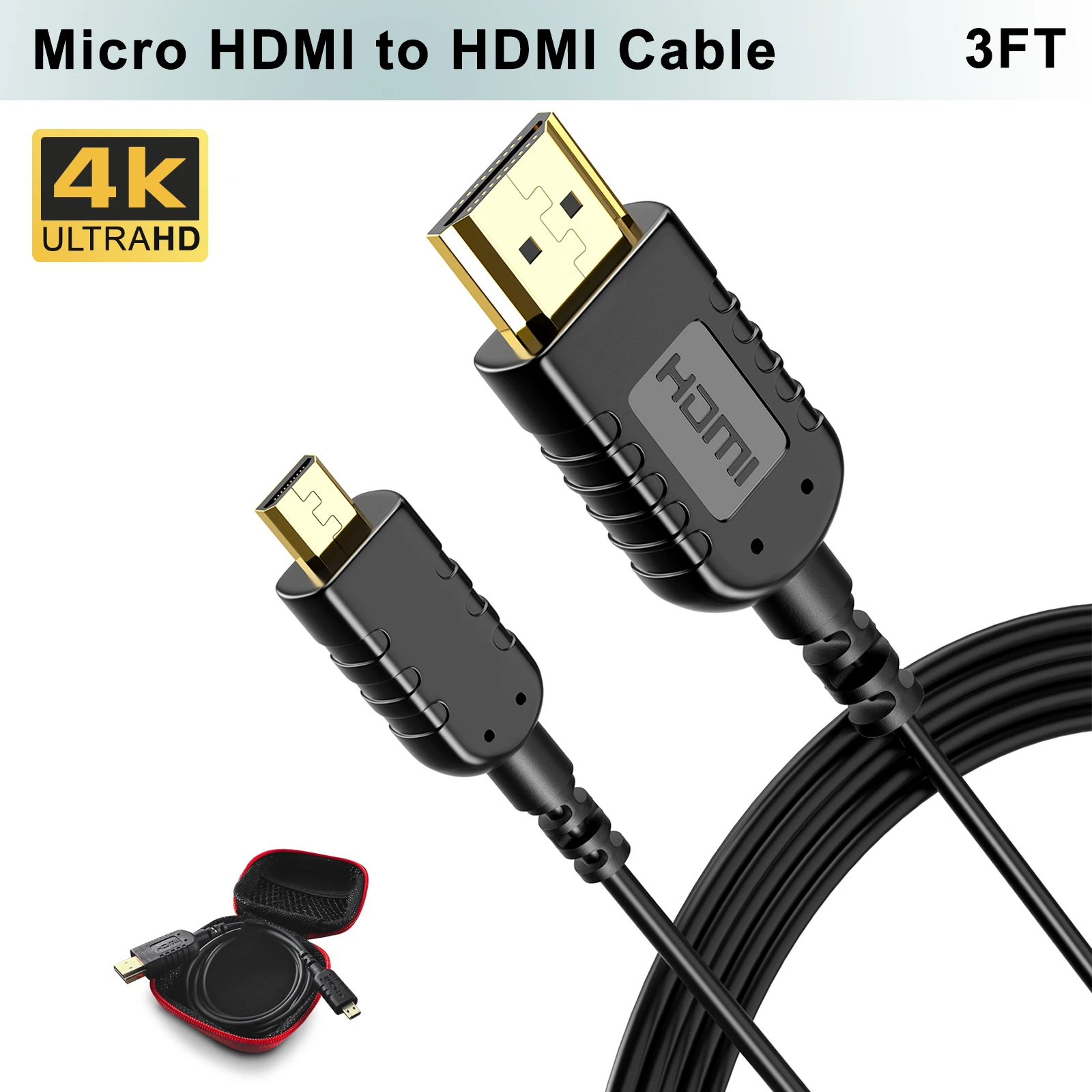 Cable Micro HDMI a HDMI, Flexible, ultrafino, 3 pies, para GoPro Hero 7 negro, cámara Canon, estabilizador|Cables HDMI| - AliExpress