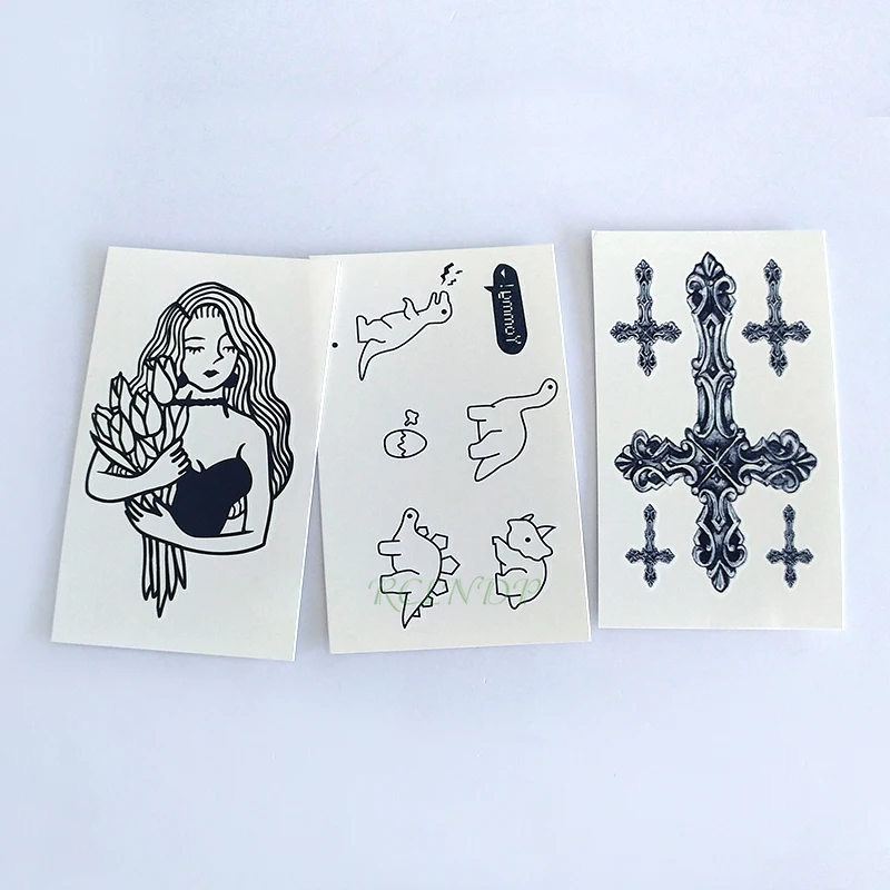 Waterproof Temporary Tattoo Sticker lovely deer moon star red lips small art tatto flash tatoo fake tattoos for women men kid - Цвет: Темно-серый