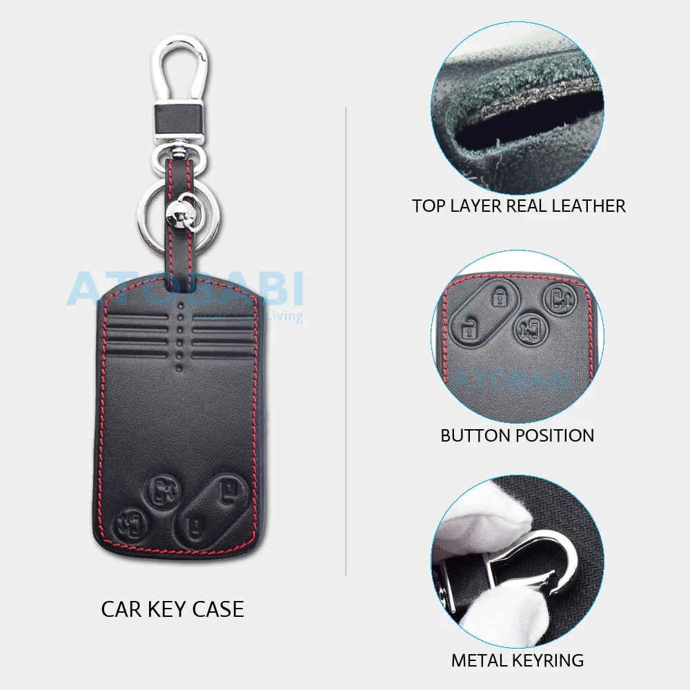KASER Cover In Pelle Con Portachiavi Per Telecomando Mazda - Proteggi Chiave Per Mazda 2/3/5/6/BT50/CX-5/CX-7/CX-9/RX8/MX5, Custodia Con Moschettone