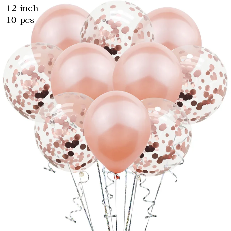 10pcs/lot 12inch Latex Balloons And Colored Confetti Birthday Party Decorations Mix Rose Wedding Decoration Helium Ballon
