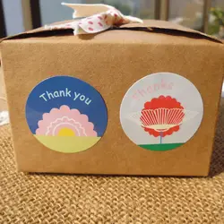 100 шт милый цветок крафт-бумага печать стикер спасибо точка стикер выпечки упаковки бисквитов ярлык для багажа детские наклейки