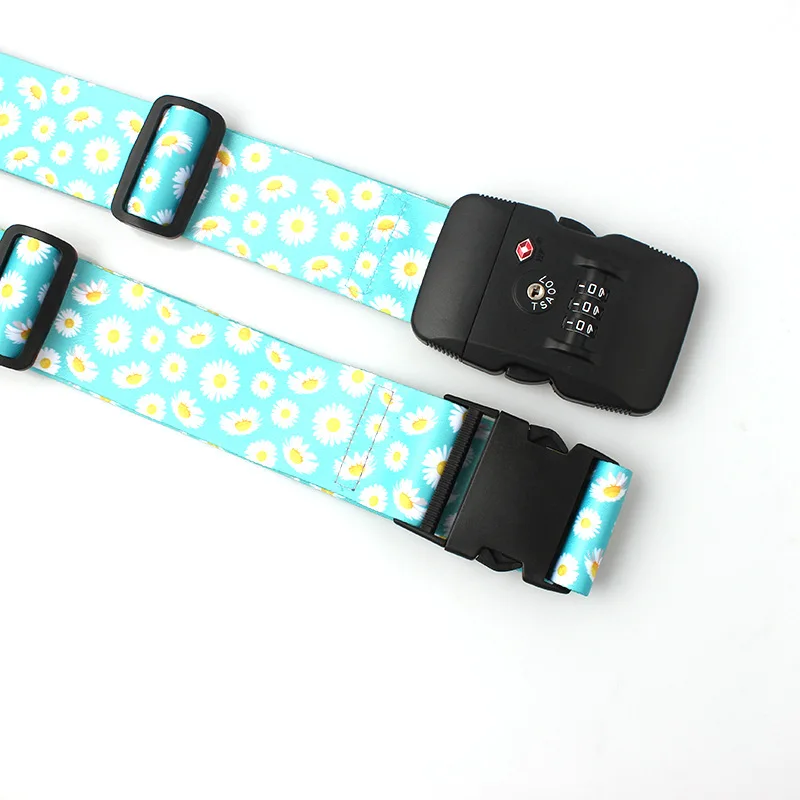 

Factory Customizable Dacron Thermal Transfer Luggage Strap Luggage Bandage Cloth Straight Cross Password Lock TSA Luggage Strap