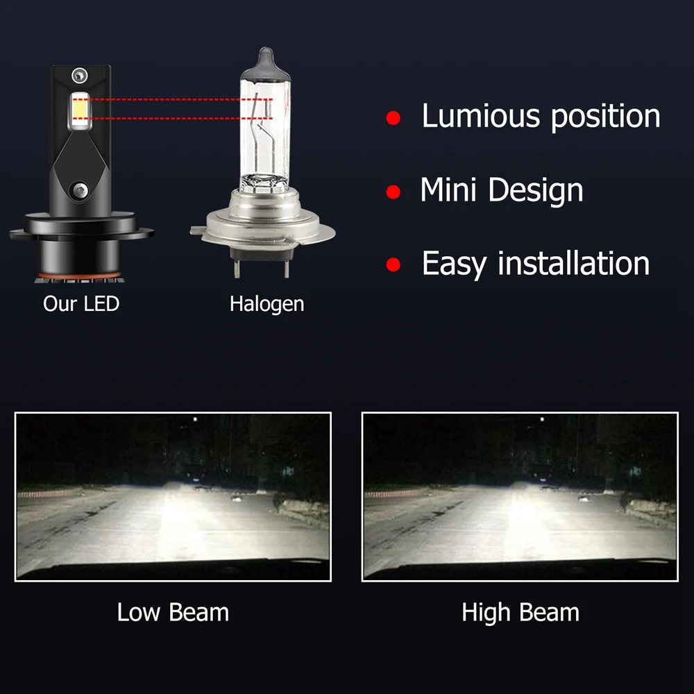 Светодиодный лампы для передних фар H7 Conversion Kit 70 Вт 10, 000LM 6000k белый Canbus Serial для Высокий Низкий Луч противотуманная фара Замена обновления