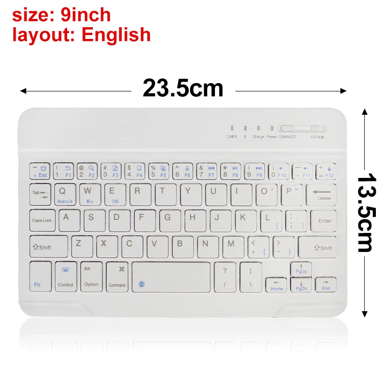9 in white English Мини Беспроводная клавиатура Bluetooth клавиатура для ipad телефона планшета резиновые колпачки перезаряжаемая клавиатура для Android ios Windows - Цвет: 9 in white English