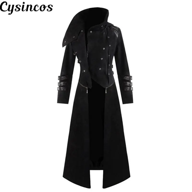 CYSINCOS новинка готический Тренч с капюшоном в стиле стимпанк модный костюм фрак