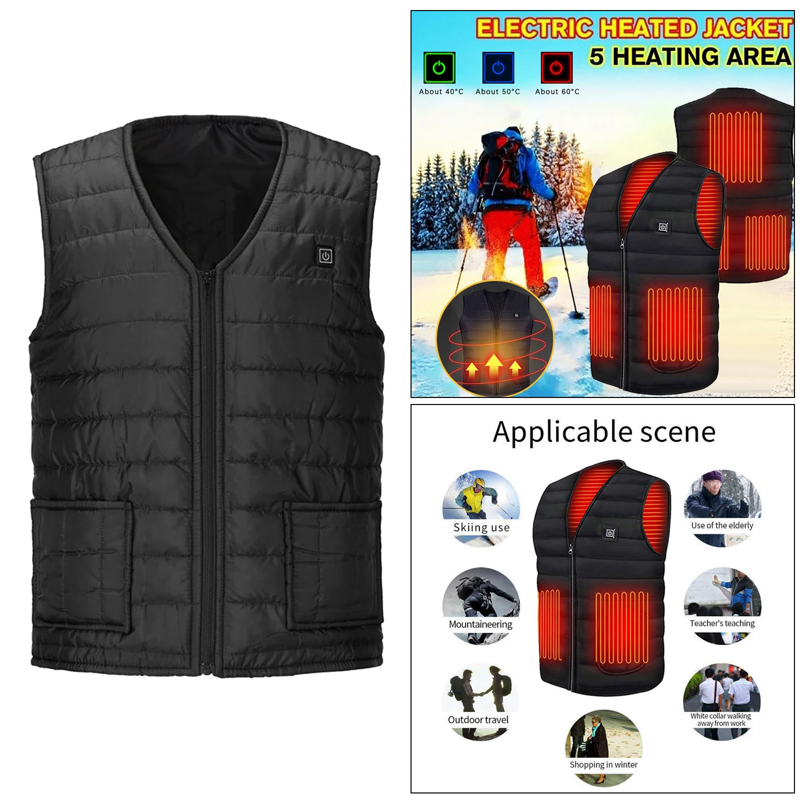 Men Autumn winter Smart heating Cotton Vest USB Infrared Electric Heating Vest Women Outdoor Flexible Thermal Winter Warm Jacket