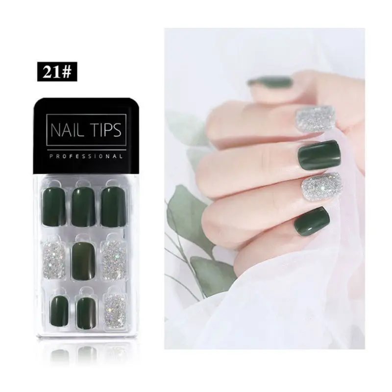 Detachable Full Cover False Nail Tips Sticker Reusable Nails Decoration Tools - Цвет: 21