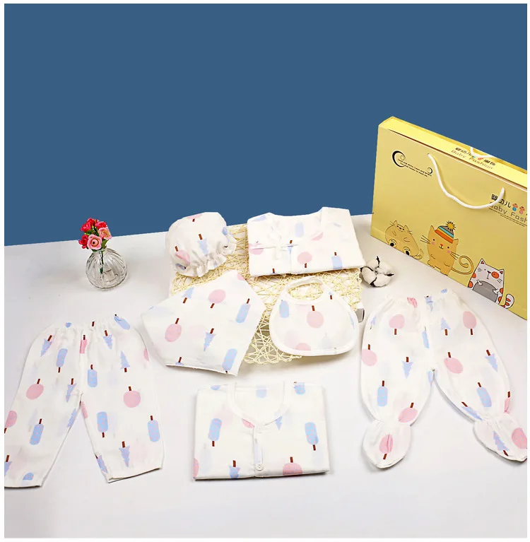 Gauze Newborn Baby Cotton Clothes Newborns Pure Cotton Underwear Suit Eight Sets Baby Suit