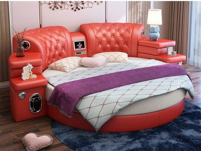 Of later boeren vloot Cbmmart Kingsize Rond Bed Te Koop, Rood Lederen Ronde Bed Met  Matras|Bedden| - AliExpress