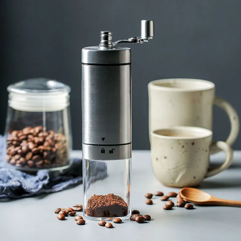 Alocs Manual Coffee Grinder, Stainless Steel Hand Coffee Grinder with Adjustable Setting Ceramic Conical Burr, Portable Manual Coffee Bean Grinder for