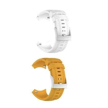 

2x Sports Silicone Replacement Wristband Band Strap for SUUNTO 9/ Baro Smart Watch -Yellow & White