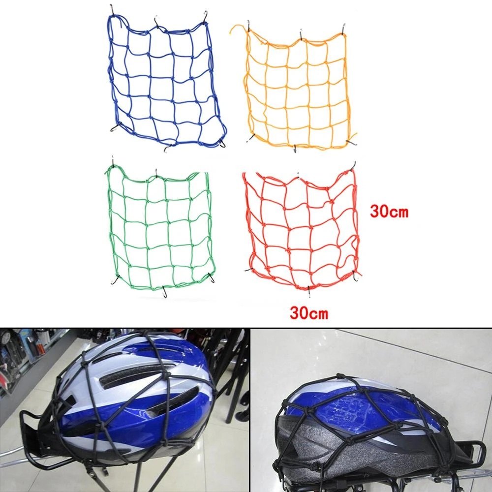 Motorcycle Bike Bungee Tank Helmet Web Cords Mesh Cargo Net Hook 4 Colors ha