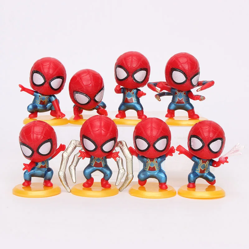 3-4 см 8 шт./компл. Marvel игрушки фигура Мстителей набор Q версия Человек-паук ПВХ фигурка Питер Паркер Человек-паук кукла игрушки вечерние Favo паук