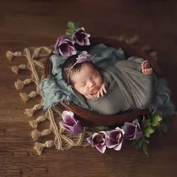 

Infants Photography Props Newborn Baby Photo Mat Blanket Hand-woven Tassel Carpet Decorative Backdrop Cover