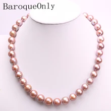 BaroqueOnly большой размер натуральный пресноводный круглый жемчуг ожерелье длинная Ювелирная цепочка смешанный цвет Новое поступление NAB