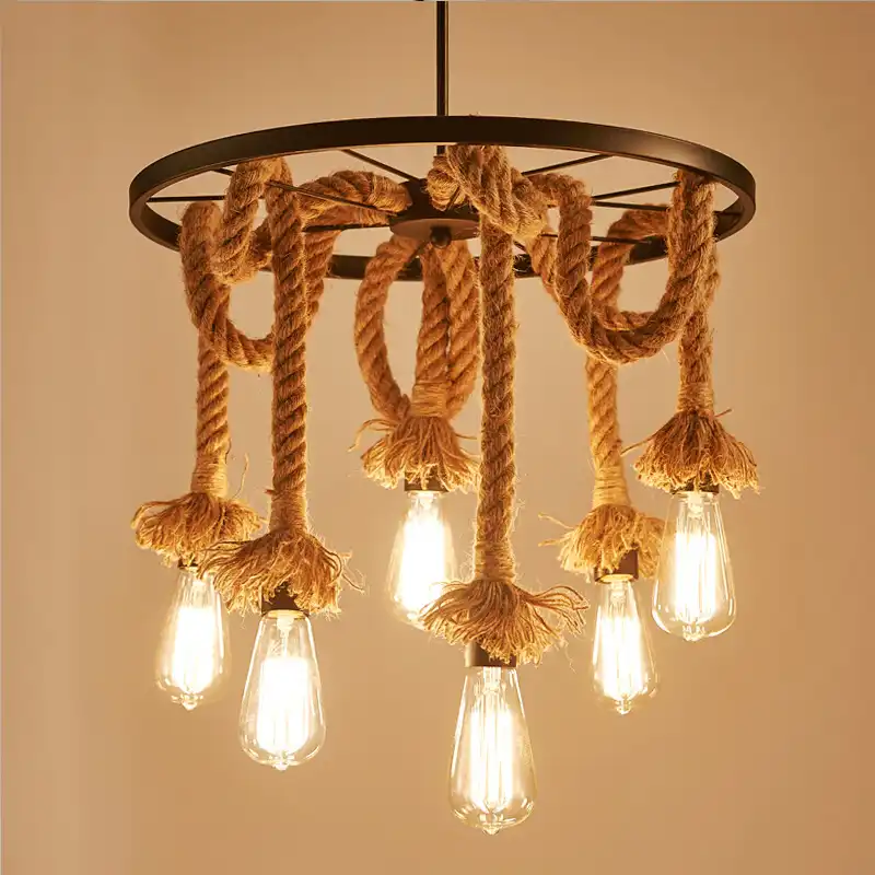 Loft Retro Vintage Lamps E27 Rope Lights Bar Restaurant Living Room Dining Room Cafe Pub Club Office Industry Wind Chandelier Pendant Lights Aliexpress