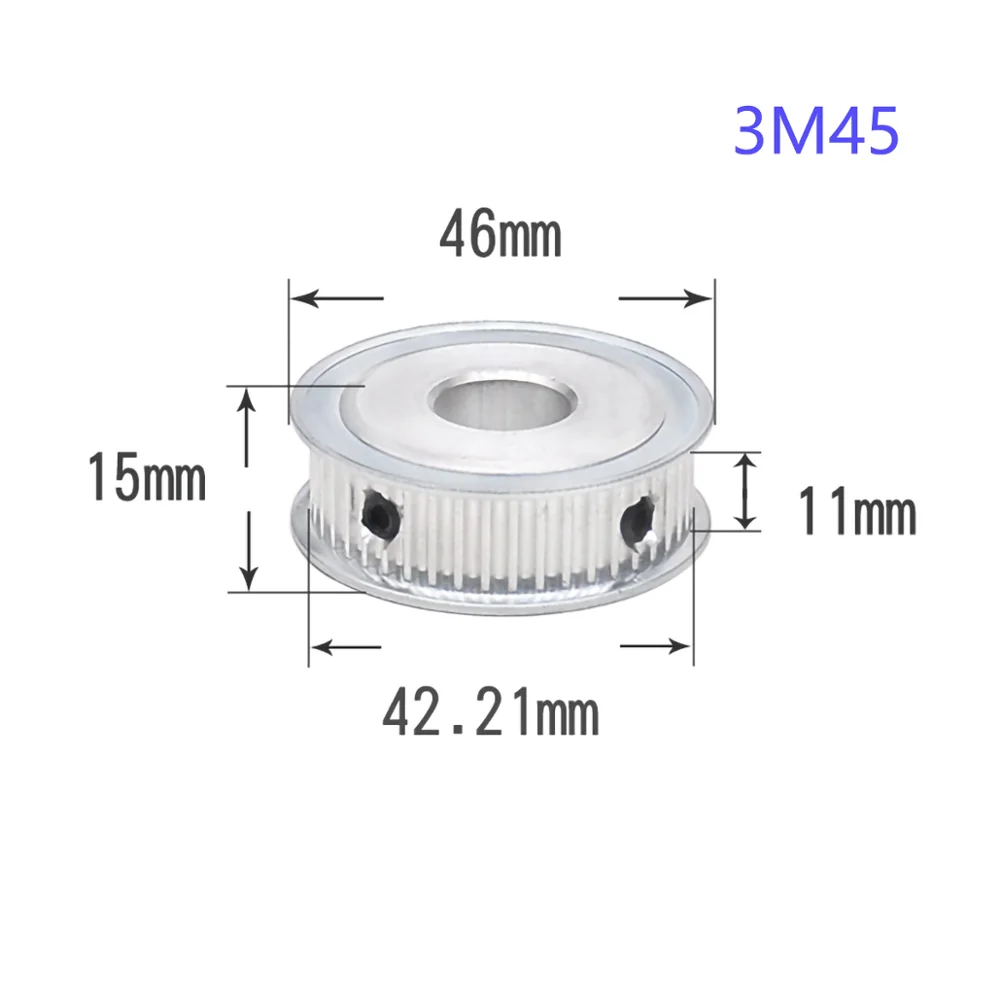 

1Pcs AF Type 44-60 Teeth HTD3M Timing Belt Pulley Slot Width 11mm/16mm Bore 5mm-25mm For 10mm/15mm Belt CNC/Step Motor