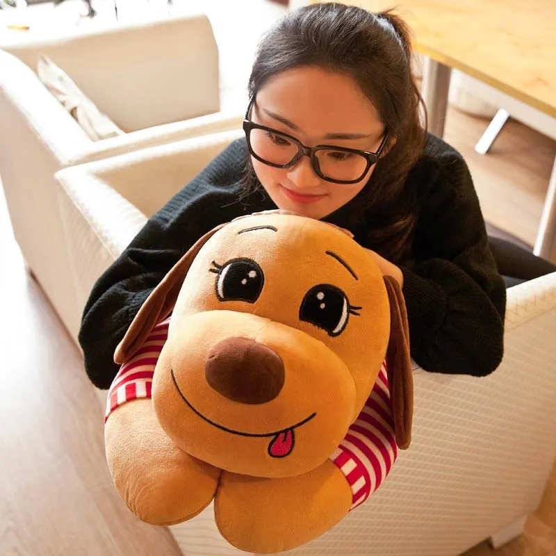 

Cute Sitting Dog Plush Toys Pajama Strip Pillow Doll Puppy Dog Muppet Doll GIRL'S Bed Small