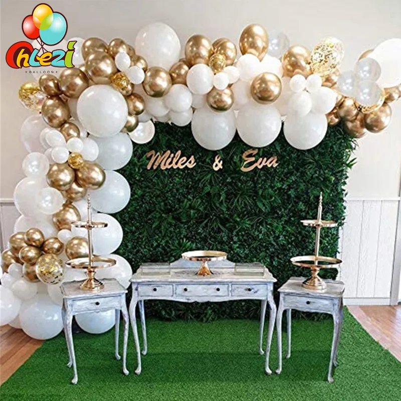 

122pcs White Balloons Garland Arch Kit Chrome Metallic/Confetti Latex Ballons Wedding Anniversary Birthday Party Backdrop Shower