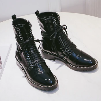 

Women Ankle Boots Autumn Winter Warm Round Toe 4cm med Heels Chelsea Boots Motorcycle Boots Shoes Woman