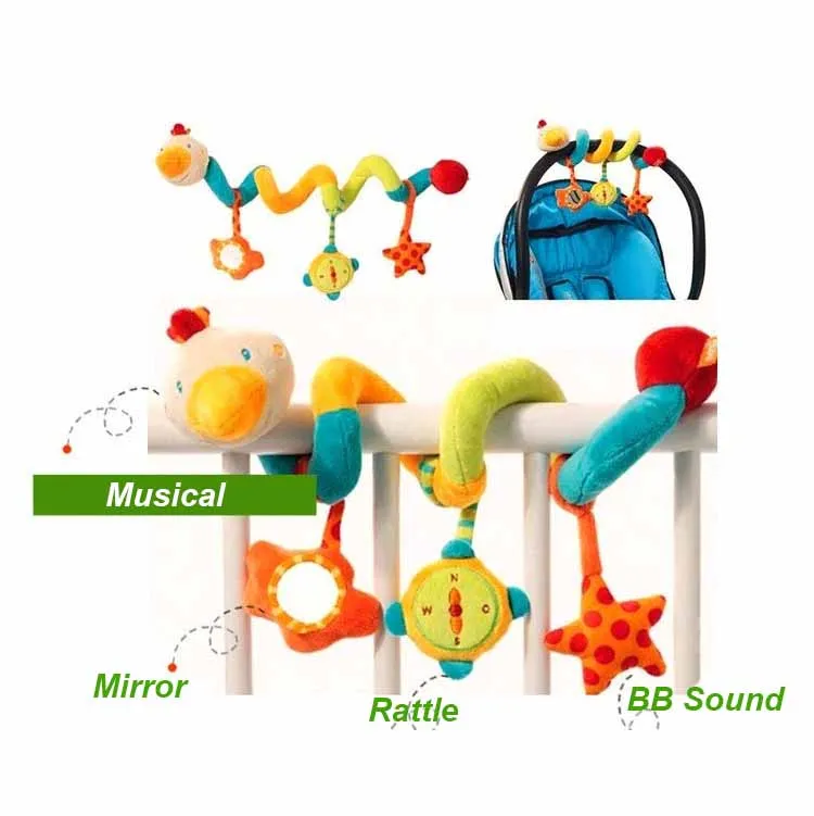 Детская плюшевая погремушка-игрушка прогулочная коляска спиральная подвесная Мобильная детская кроватка Подарочная музыкальная игрушка для новорожденных детей 0-12 месяцев