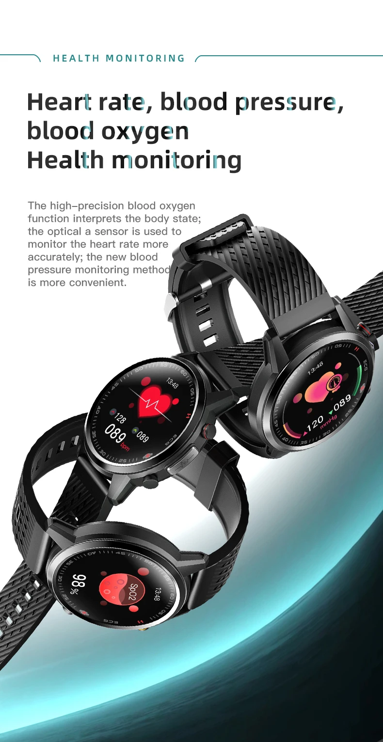 Smartwatches 650nm Laser Treatment Real ECG PPG Blood Pressure Heart Rate Healthy Tracking Work with Xiaomi Android iPhone F800