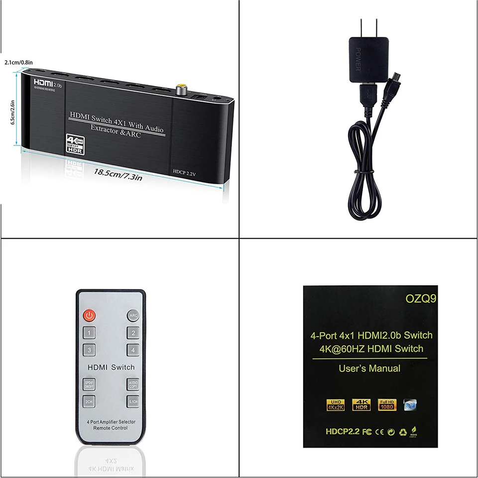 Мини 4K HDMI переключатель 2x1 2 0 4x1 HDR аудио экстрактор с ИК управлением ARC для PS4 Apple TV