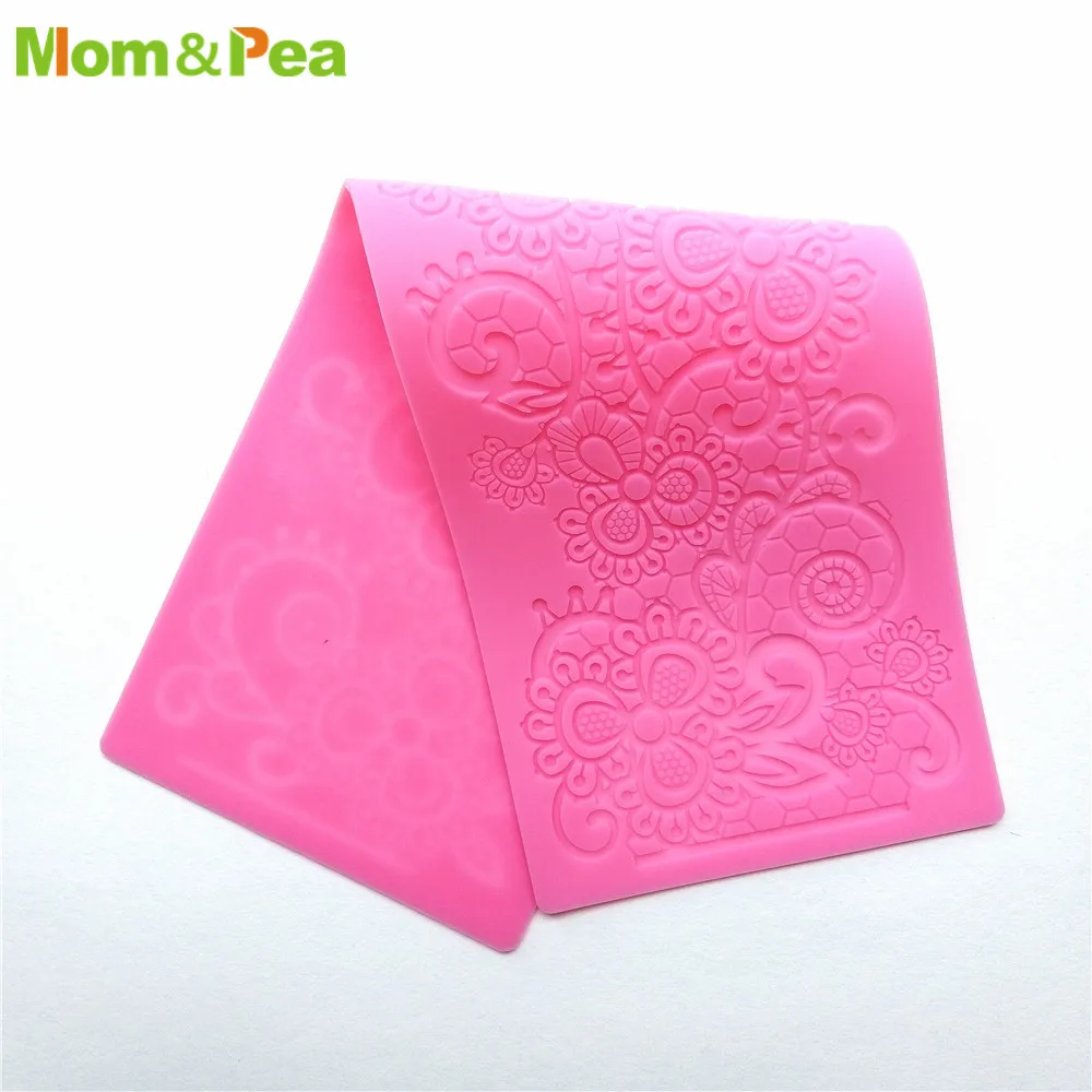 Mom& Pea GX289 Цветочная силиконовая кружевная форма для украшения торта, помадка для торта, 3D форма, Пищевая силиконовая форма