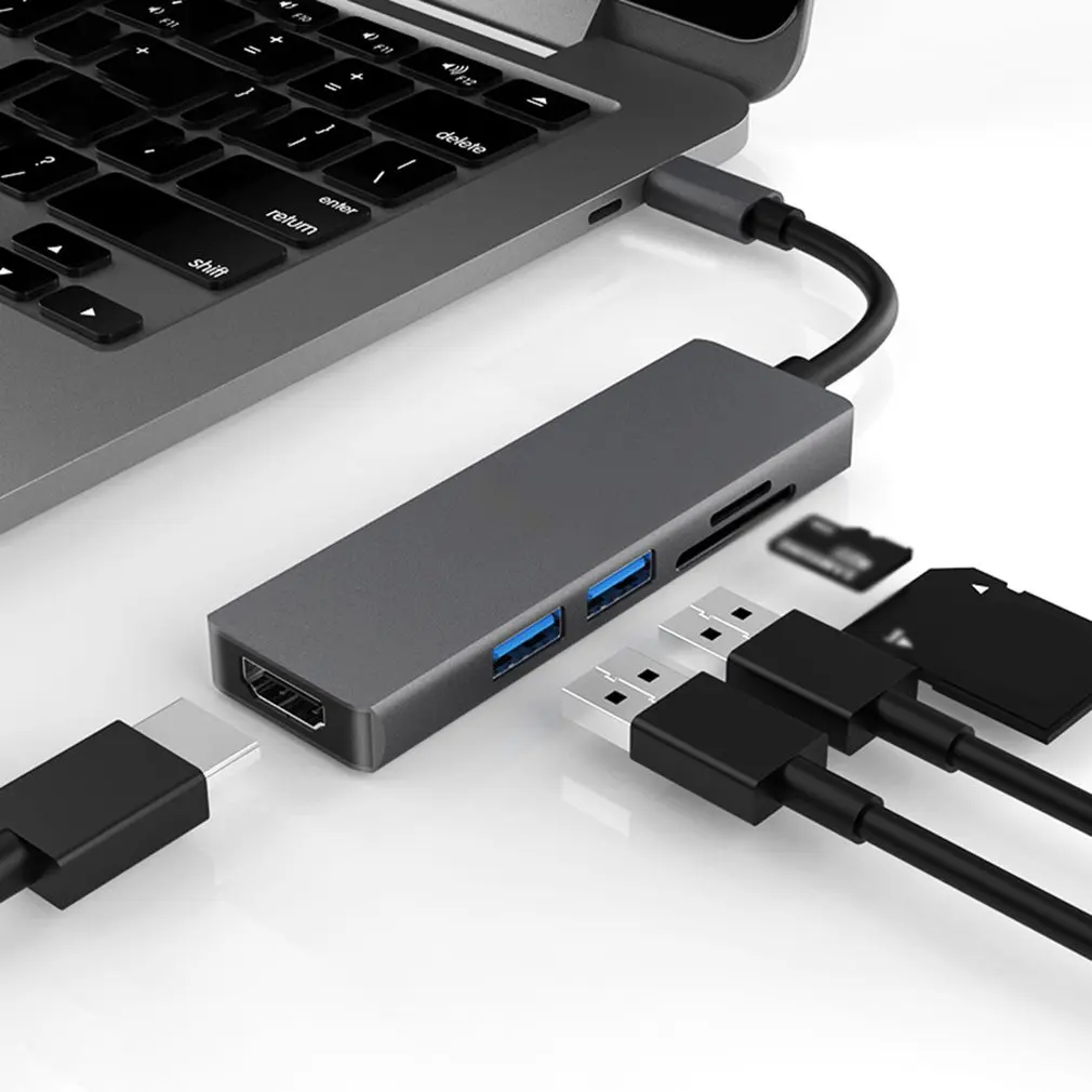 

2020 New Type-c Docking Station Hdmi / Usb3.0 Hub / Sd Tf Card Converter Usb Hub Multifunction Docking Station A