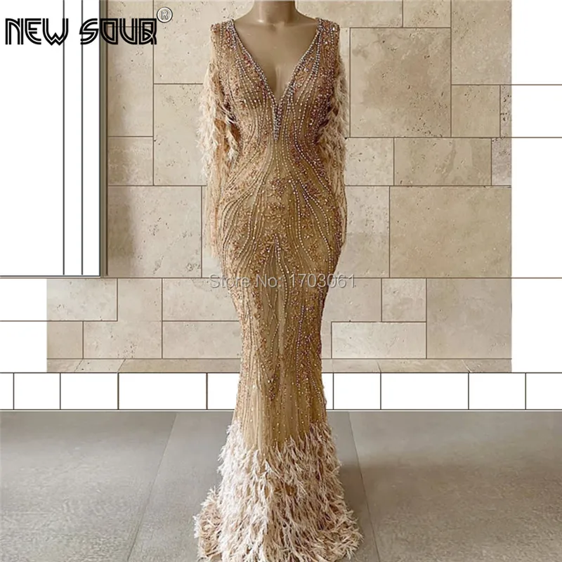 Благородные вечерние платья украшенные бисером кутюр Дубай алмаз роскошное