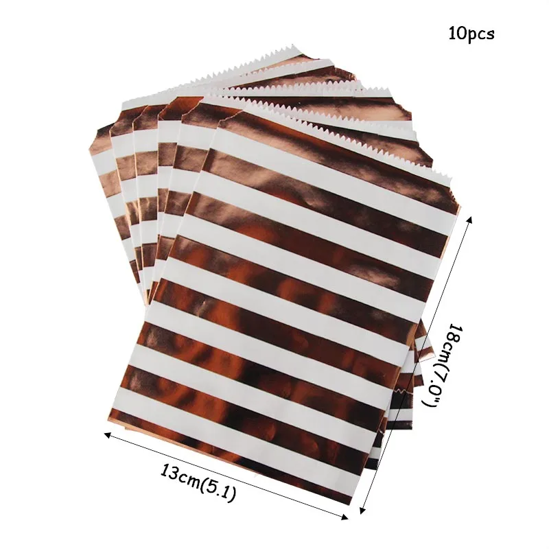 10pcs paper bags MEIDDING вечерние принадлежности, розовое золото, одноразовая посуда, чашки, тарелки и соломки, на день рождения, свадьбу, украшение стола, для детского душа - Цвет: 10pcs paper bags