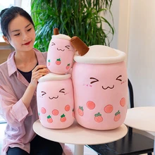 Boxi 25/35cm bonito fruta boba travesseiros de pelúcia brinquedos kawaii rosa macio recheado bolha leite chá boneca almofada presente de aniversário brinquedo em estoque(China)
