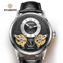 Старкинг автоматические часы Европа мода двойной Турбийон Скелет часы для мужчин бренд класса люкс нержавеющая сталь наручные часы Relogio