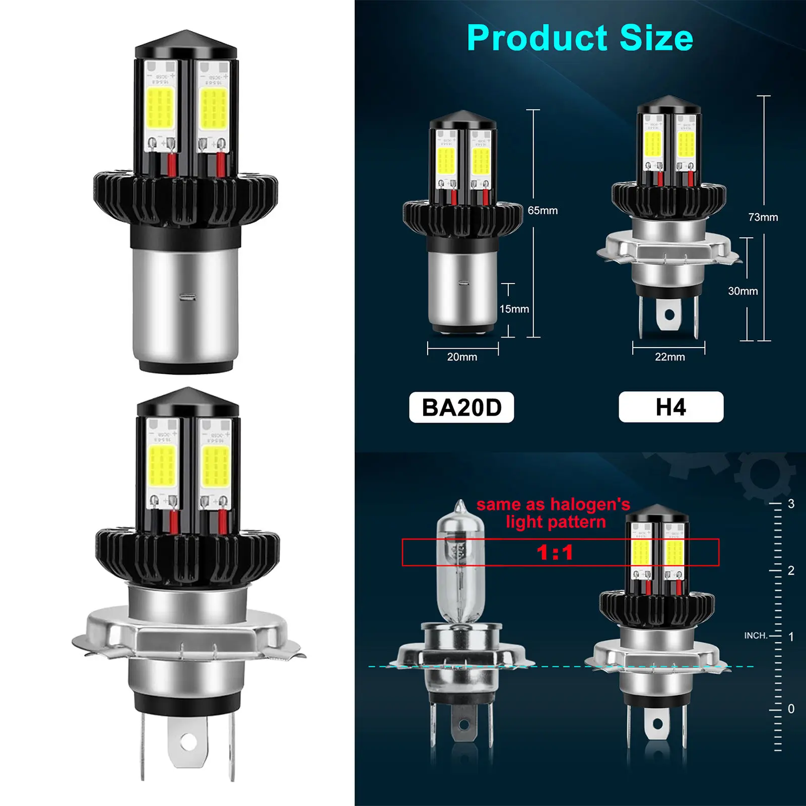 H4/ Ba20d Motorbike Motorcycle Headlight Bulbs Led Conversion Kit
