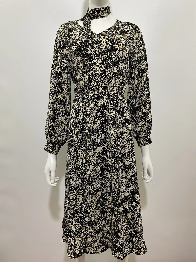 Vintage Print Holiday Boho Dress Women Long Sleeve Robe Femme Autumn Beach Sundress Korean Ladies Fashion Long Dress Vestidos