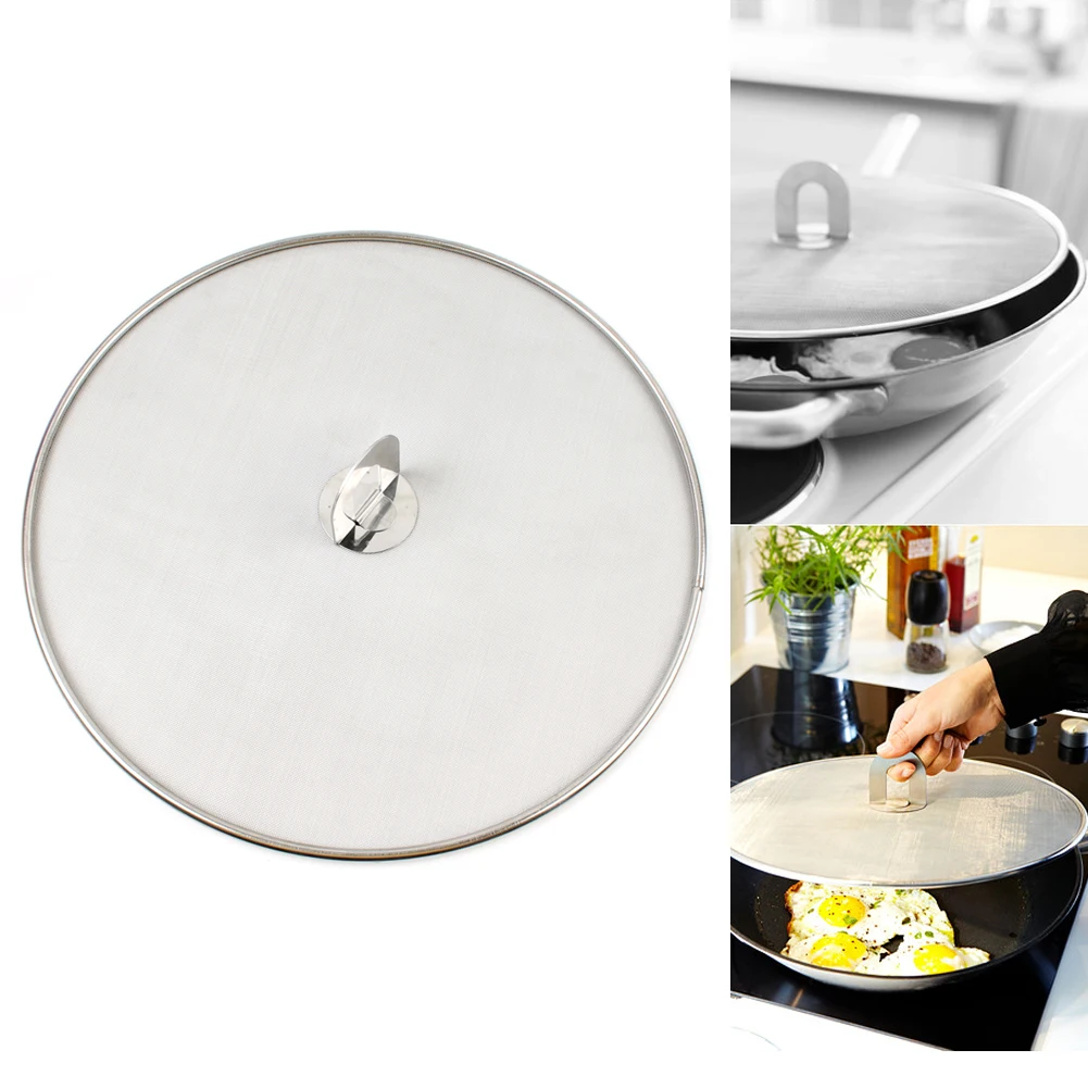 Multifunctional Splatter Screen Pan Lid High Temperature Resistant Oil Resist Practical Stainless Steel Portable For Frying Pan