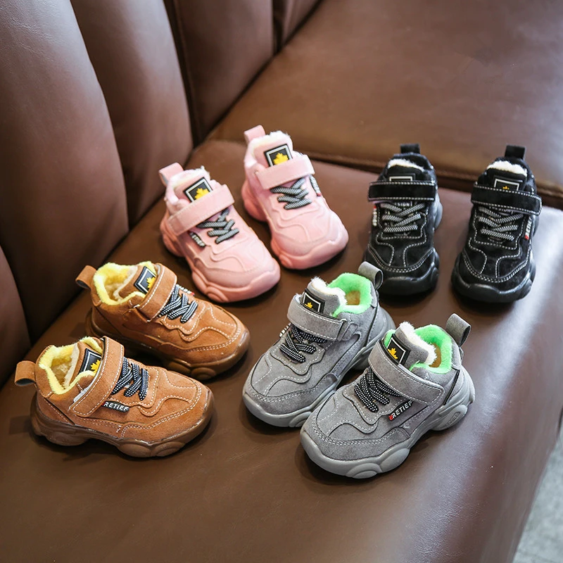  Winter Baby Girls Boys Plus Cotton Shoes Warm Thicken Casual Shoes Infant Soft Bottom Sport Shoes C
