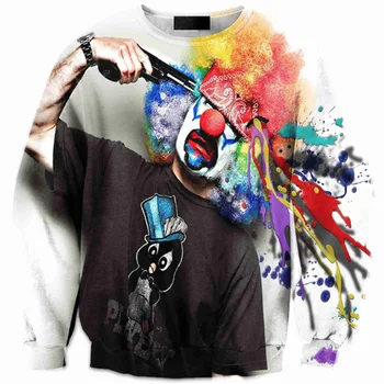 

Men's wear colored clown printed long - sleeved men's clothing Printing Blouse hoodies