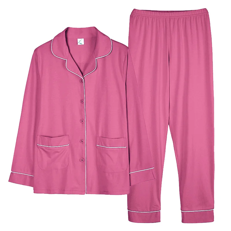 

Spring and Autumn Long-Sleeved Women's Pajamas Loose Style Cardigan Tops Long Pants Plus-sized Newest Casual Home Suit